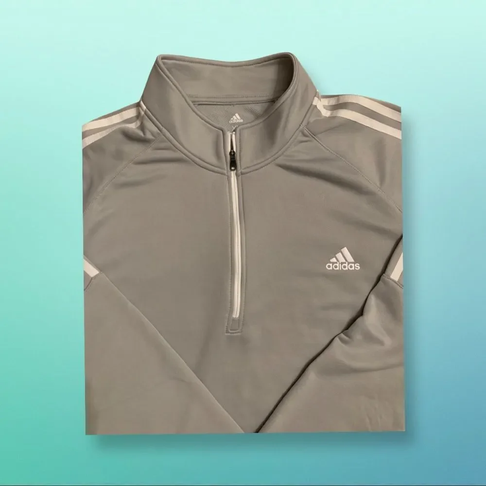 NWT Adidas Golf Men’s Grey 3 Stripe 1/4 zip Pullover